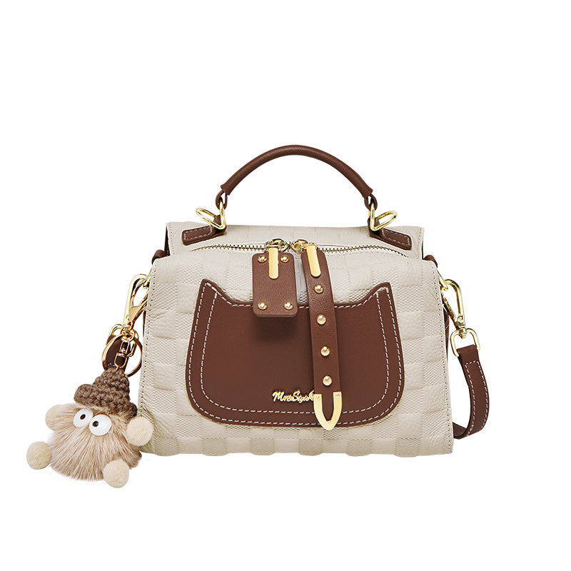 Womens Genuine Leather Boston Crossbody Bag