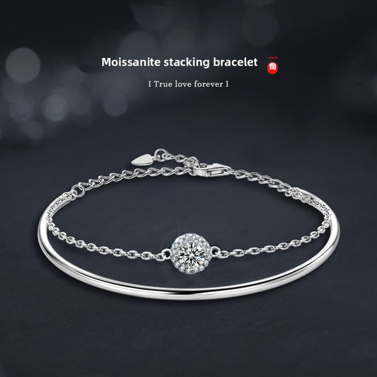 Elegant Moissanite Open Bracelet